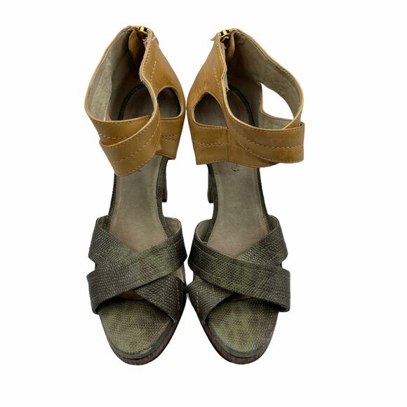 Elizabeth and James Platform Leather Colorblock Pattern Pumps Vero Cuoio 7B - Picture 2 of 12